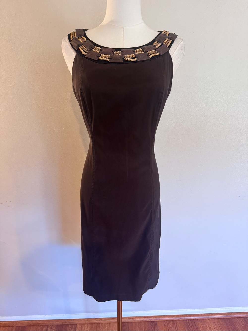 Vintage AB Studio Brown Wooden Beaded  Dress
